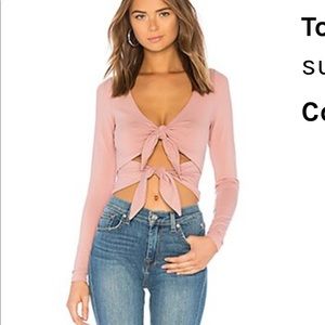 Superdown Britney Double Bow Long Sleeve Top